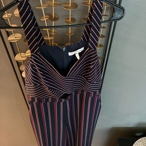 BCBGeneration Navy Jumpsuit with Pink Stripes